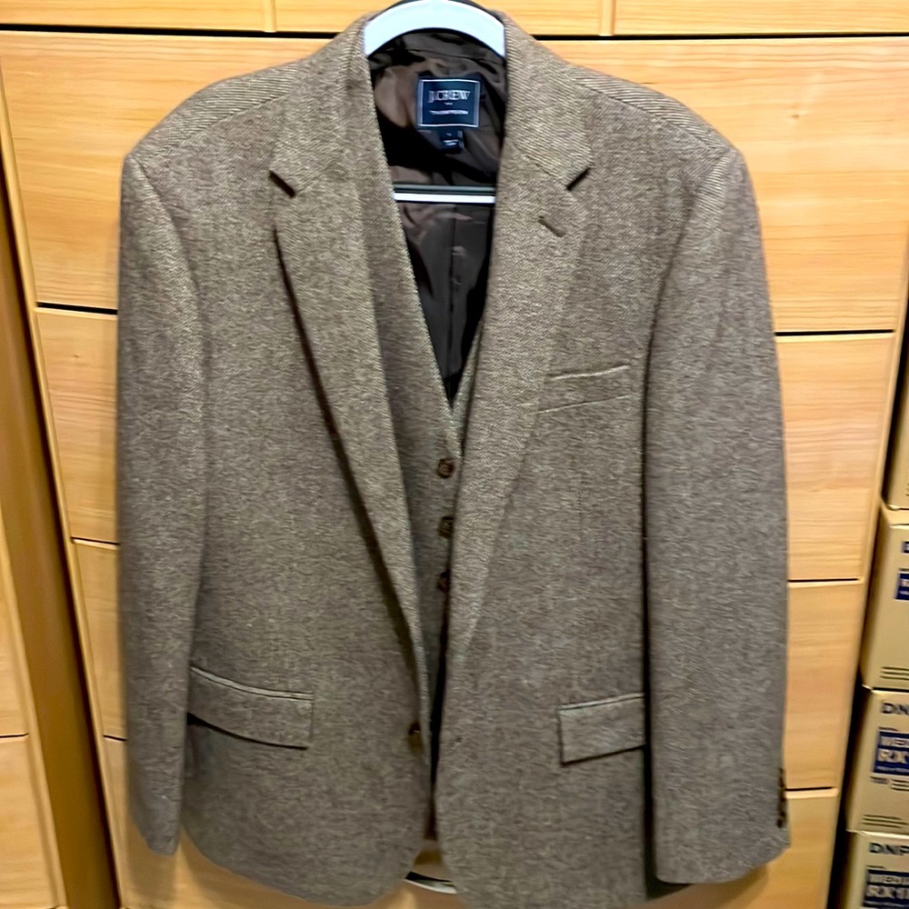 J Crew Factory Thompson Tweed Blazer (44R) and Vest (L)